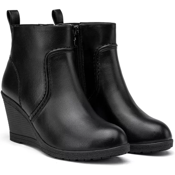 Vepose Womens 9679 Wedge Ankle Boots Classic Ankle Wedge Booties with Side Zipper for LadyWedge Ankle Boots9679black