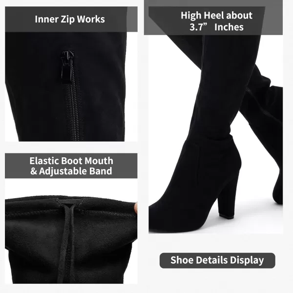 Vepose Womens 992 Thigh High Over The Knee Boots Suede Long Boot with Inner ZipperLong Boots993black