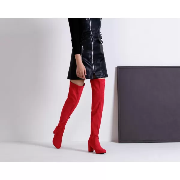 Vepose Womens 992 Thigh High Over The Knee Boots Suede Long Boot with Inner ZipperThigh High992red