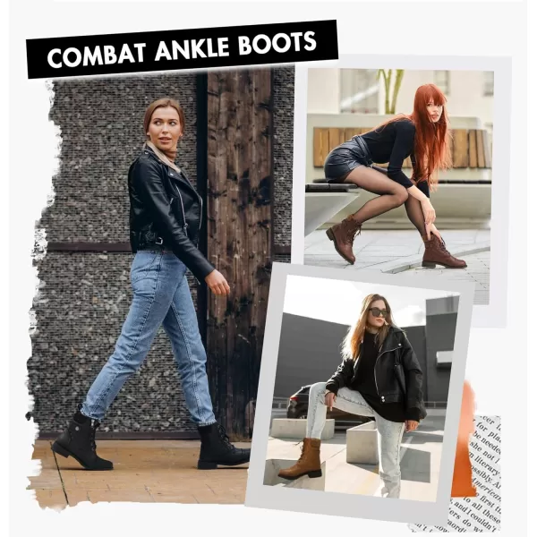 Vepose Womens Fashion Ankle Booties Combat Ankle BootsCombat927black