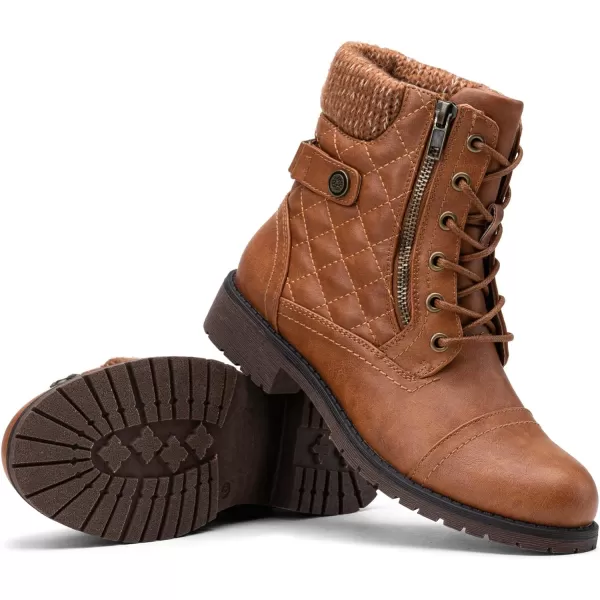 Vepose Womens Fashion Ankle Booties Combat Ankle BootsCombat927brown