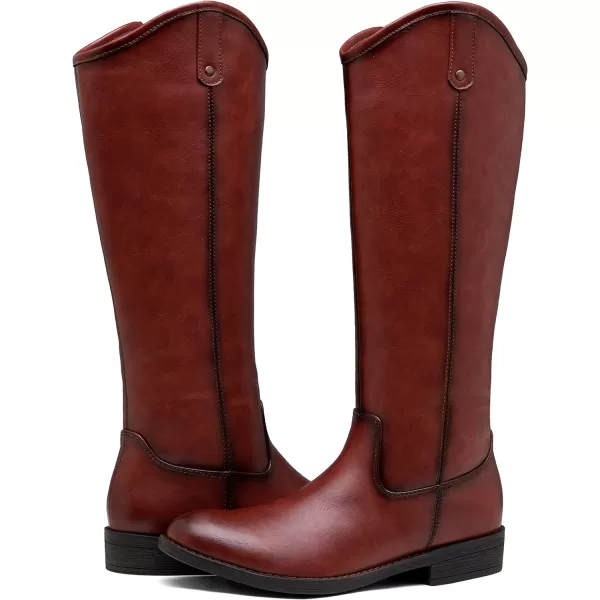 Vepose Womens Knee High Boots 956 Zipper Tall Fashion BootsTall956cognac