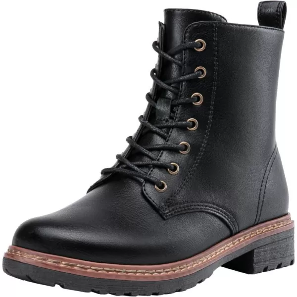 Vepose Womens 962223 Fashion Classic Lace Up Combat Boots Ankle BootiesClassic Boots9623black Pu