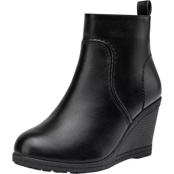 Vepose Womens 9679 Wedge Ankle Boots Classic Ankle Wedge Booties with Side Zipper for LadyWedge Ankle Boots9679black