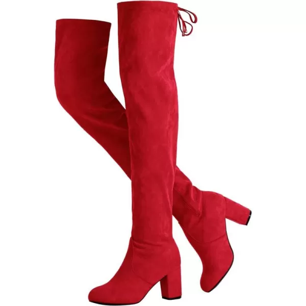 Vepose Womens 992 Thigh High Over The Knee Boots Suede Long Boot with Inner ZipperThigh High992red