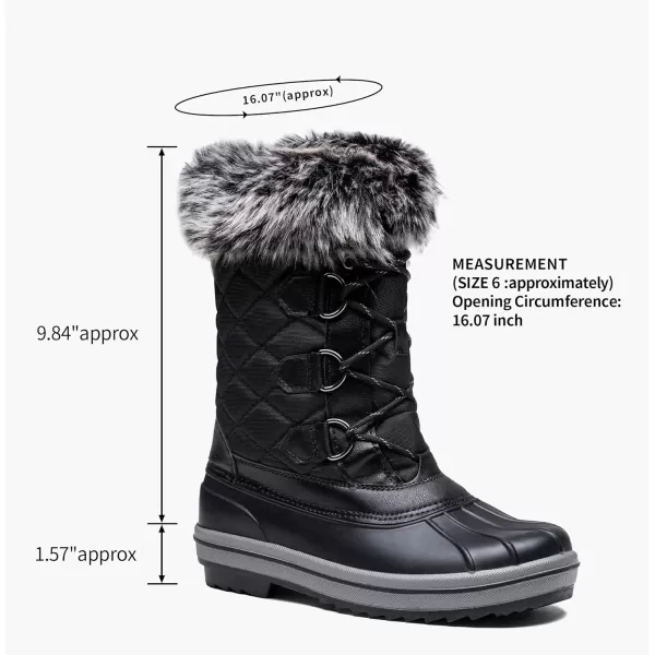 Vepose Womens 974A Snow Boots Fashion Waterproof Comfortable Mid Calf BootsClassic974ablack