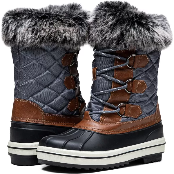 Vepose Womens 974A Snow Boots Fashion Waterproof Comfortable Mid Calf BootsClassic974agrey