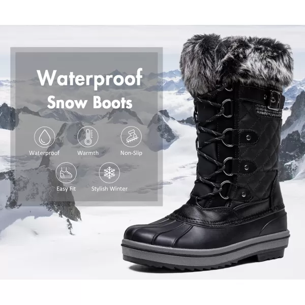 Vepose Womens 974A Snow Boots Fashion Waterproof Comfortable Mid Calf BootsFashion975ablack