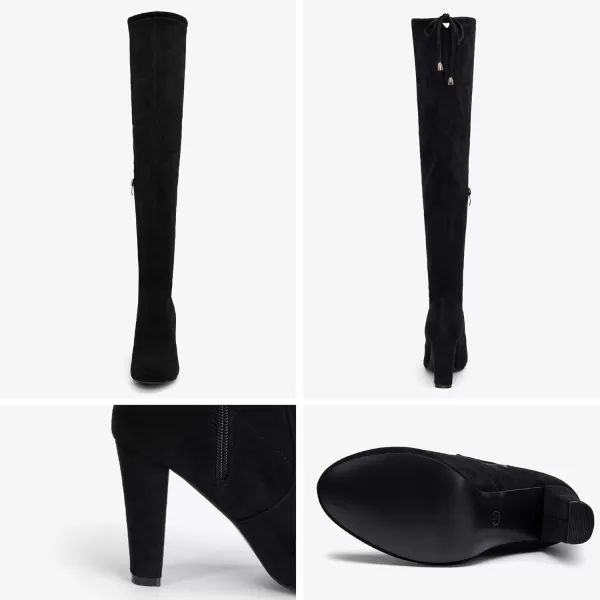 Vepose Womens 994 Fashion Suede High Chunky Heel Over The Knee High Boots with ZipperKnee High994black