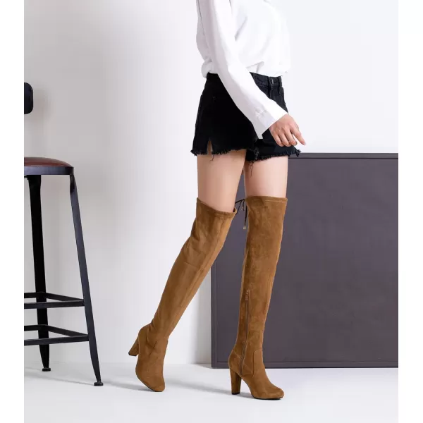 Vepose Womens 994 Fashion Suede High Chunky Heel Over The Knee High Boots with ZipperKnee High994camel