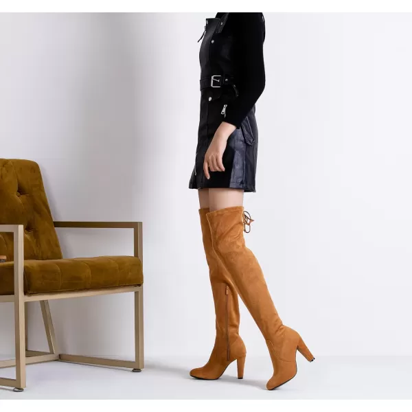 Vepose Womens 994 Fashion Suede High Chunky Heel Over The Knee High Boots with ZipperKnee High994khaki