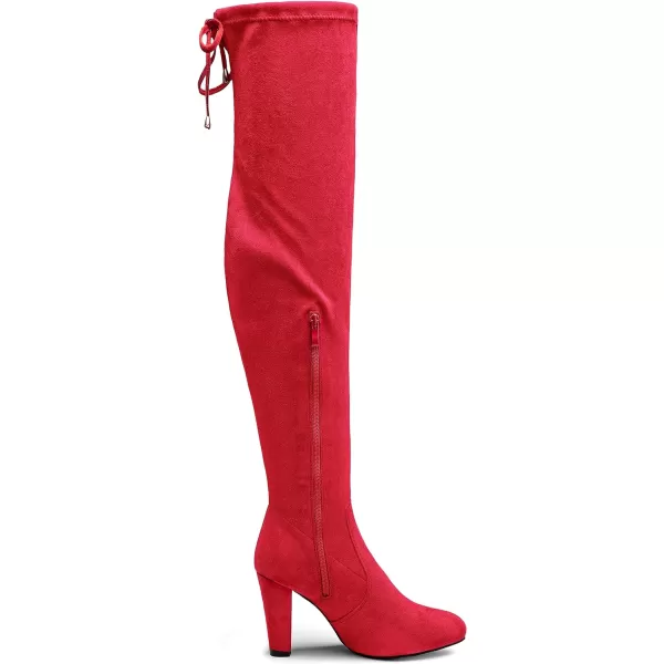 Vepose Womens 994 Fashion Suede High Chunky Heel Over The Knee High Boots with ZipperKnee High994red