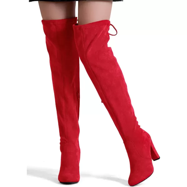 Vepose Womens 994 Fashion Suede High Chunky Heel Over The Knee High Boots with ZipperKnee High994red