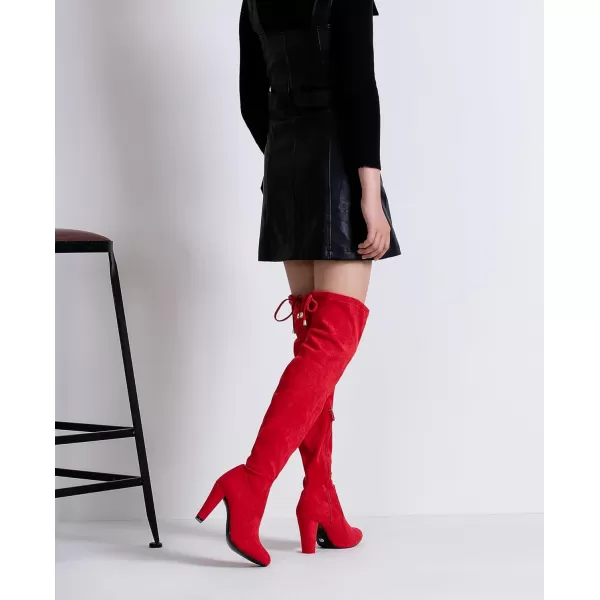 Vepose Womens 994 Fashion Suede High Chunky Heel Over The Knee High Boots with ZipperKnee High994red