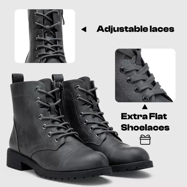 Vepose Womens Ankle Boots Low Heel Lace up Fashion Combat BootiesAnkle Booties910grey