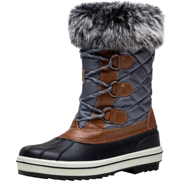 Vepose Womens 974A Snow Boots Fashion Waterproof Comfortable Mid Calf BootsClassic974agrey