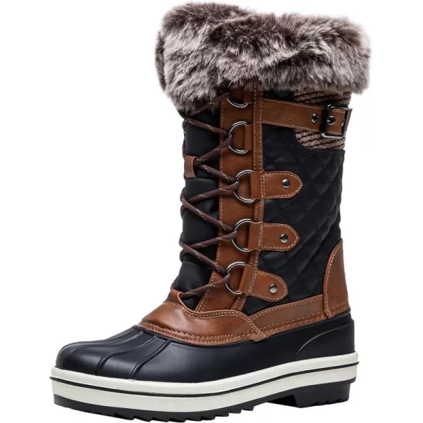 Vepose Womens 974A Snow Boots Fashion Waterproof Comfortable Mid Calf BootsFashion975abrown