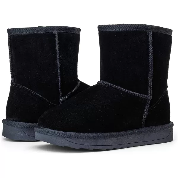 Vepose Boys Girls Snow Boots Cow Suede Leather Warm Classic Booties for Toddler Little Big KidsChild Booties827black