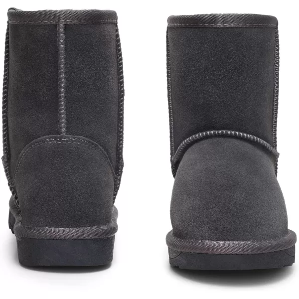 Vepose Boys Girls Snow Boots Cow Suede Leather Warm Classic Booties for Toddler Little Big KidsChild Booties827grey