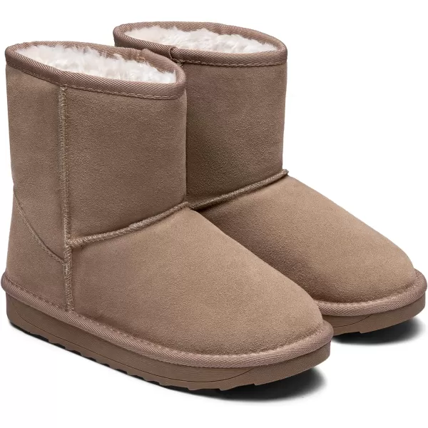 Vepose Boys Girls Snow Boots Cow Suede Leather Warm Classic Booties for Toddler Little Big KidsChild Booties827mushroom