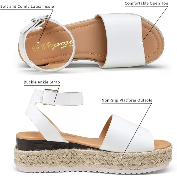 Vepose Womens 00A Espadrilles Sandals Classic Wedge Platform SandalEspadrilles400awhite Pu