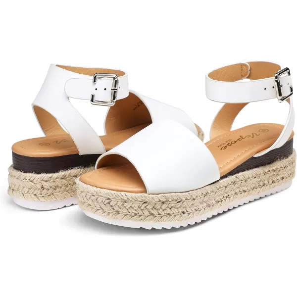 Vepose Womens 00A Espadrilles Sandals Classic Wedge Platform SandalEspadrilles400awhite Pu