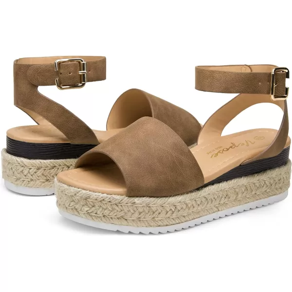 Vepose Womens 00A Espadrilles Sandals Classic Wedge Platform SandalSummer Sandal400abrown