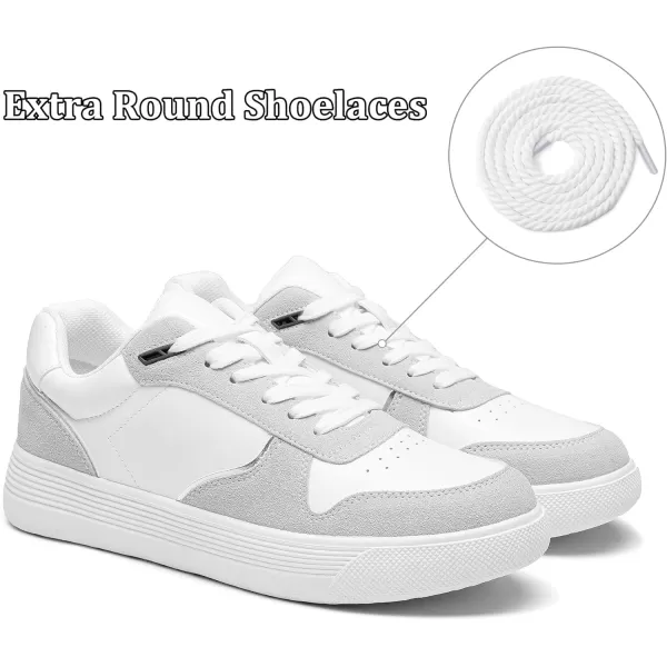 Vepose Womens 8001 Fashion Sneakers Arch Support Laceup Casual Sneaker Tennis Walking Dress Shoes for LadyLaces Sneaker8001white Grey