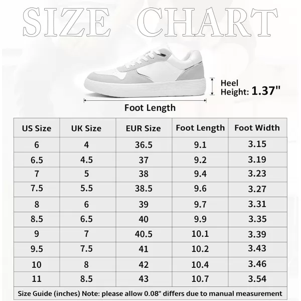 Vepose Womens 8001 Fashion Sneakers Arch Support Laceup Casual Sneaker Tennis Walking Dress Shoes for LadyLaces Sneaker8001white Grey