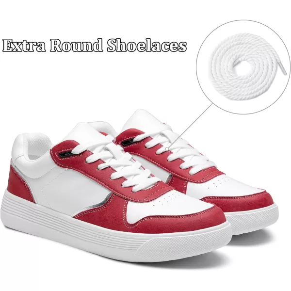 Vepose Womens 8001 Fashion Sneakers Arch Support Laceup Casual Sneaker Tennis Walking Dress Shoes for LadyLaces Sneaker8001white Red