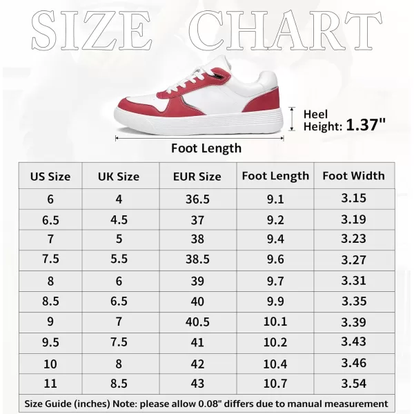 Vepose Womens 8001 Fashion Sneakers Arch Support Laceup Casual Sneaker Tennis Walking Dress Shoes for LadyLaces Sneaker8001white Red