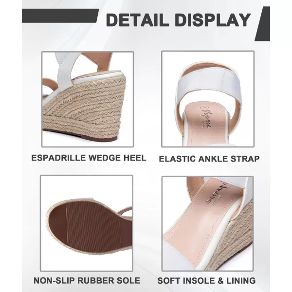 Vepose Womens 881 Wedge Sandals Elastic Ankle Strap Espadrilles Platform Open Toe High Heel Stretch Textile Bridal ShoesSandals881white