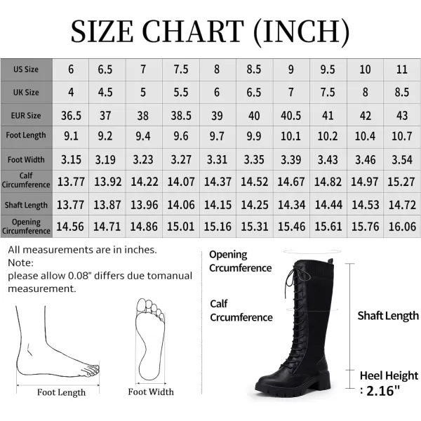 Vepose Womens 953 Lace Platform Combat Knee High Boots with Comfort Chunky HeelPlatform953black