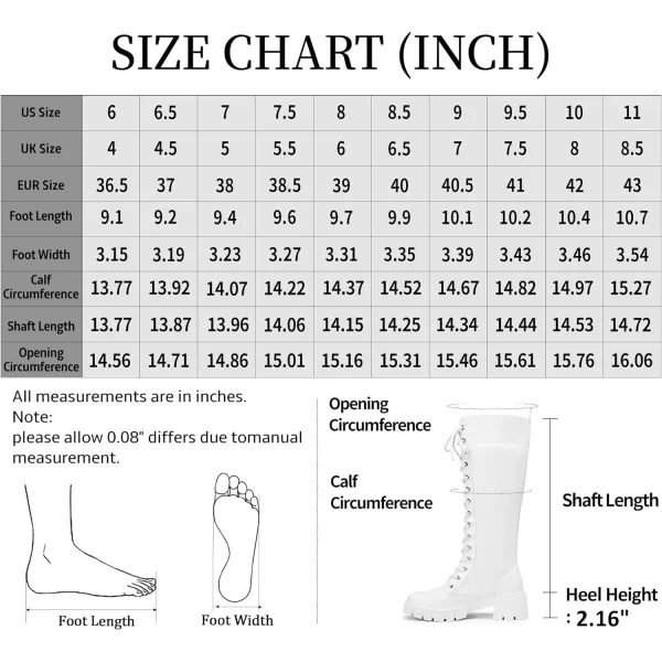 Vepose Womens 953 Lace Platform Combat Knee High Boots with Comfort Chunky HeelPlatform953white