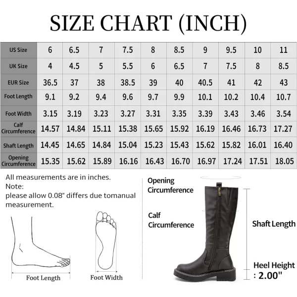 Vepose Womens 9658 Knee High Boots Low Heel Platform Tall Boots with Side Zipper for LadiesPlatform Boots9658brown