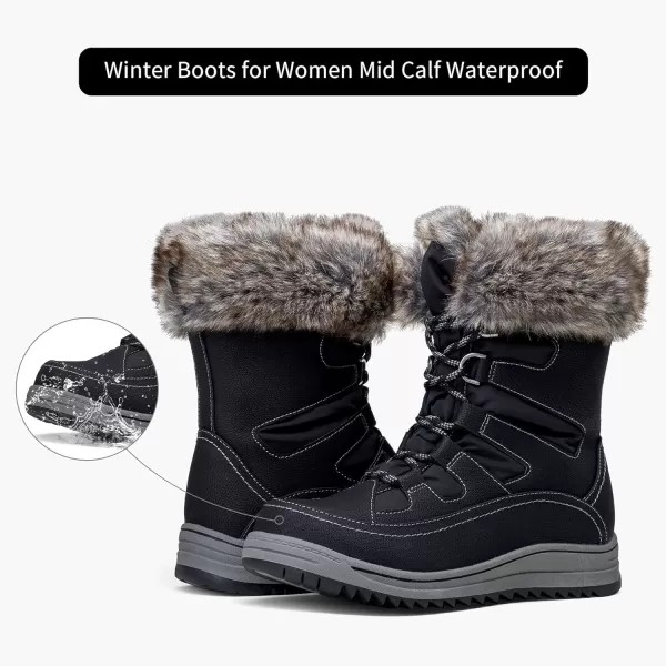 Vepose Womens 966 Snow Boots for Women WaterproofWinter Boots966black