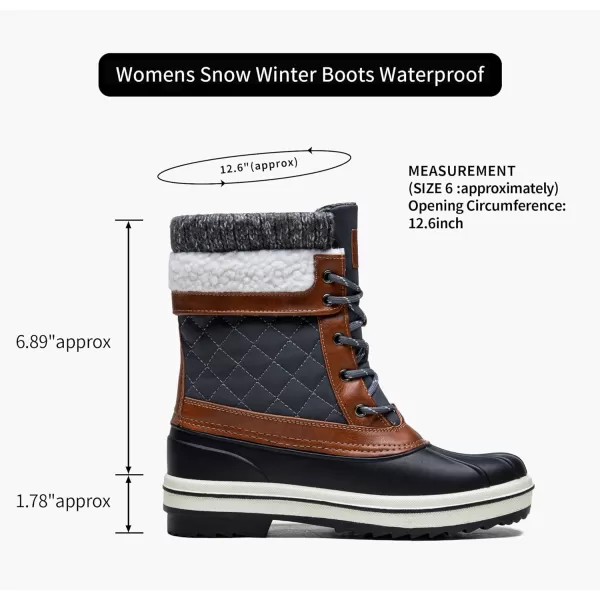 Vepose Womens 972A Eve Waterproof Winter Snow Boots Warm Faux Fur Insulated BootsSnow Boots973ablackGrey