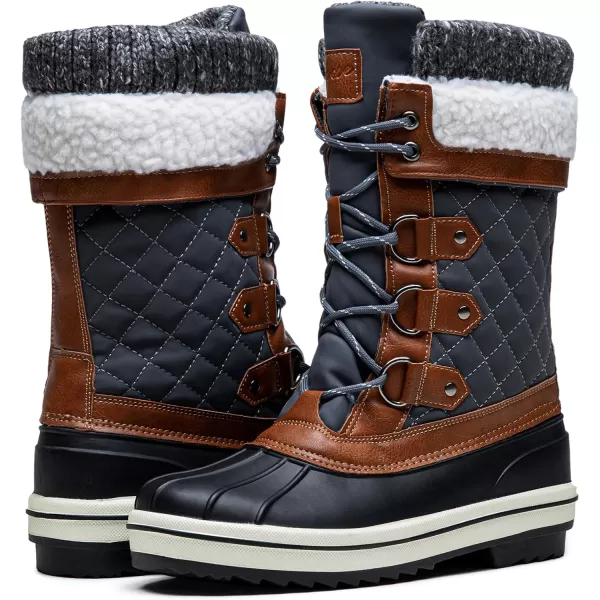 Vepose Womens 972A Eve Waterproof Winter Snow Boots Warm Faux Fur Insulated BootsWindback Boots972ablackGrey