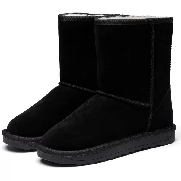 Vepose Womens Boots Suede Snow Booties Warm Mid Calf Fashion Classic Knee High ShoesShort 987 Black