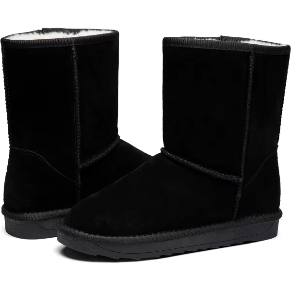 Vepose Womens Boots Suede Snow Booties Warm Mid Calf Fashion Classic Knee High ShoesShort 987 Black