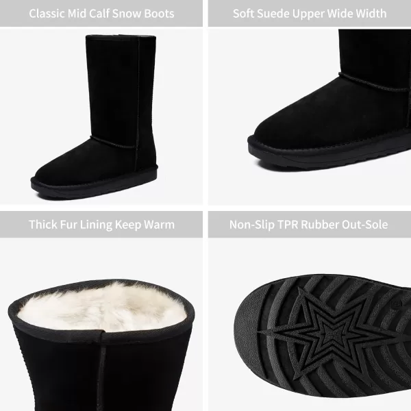 Vepose Womens Boots Suede Snow Booties Warm Mid Calf Fashion Classic Knee High ShoesTall 988 Black