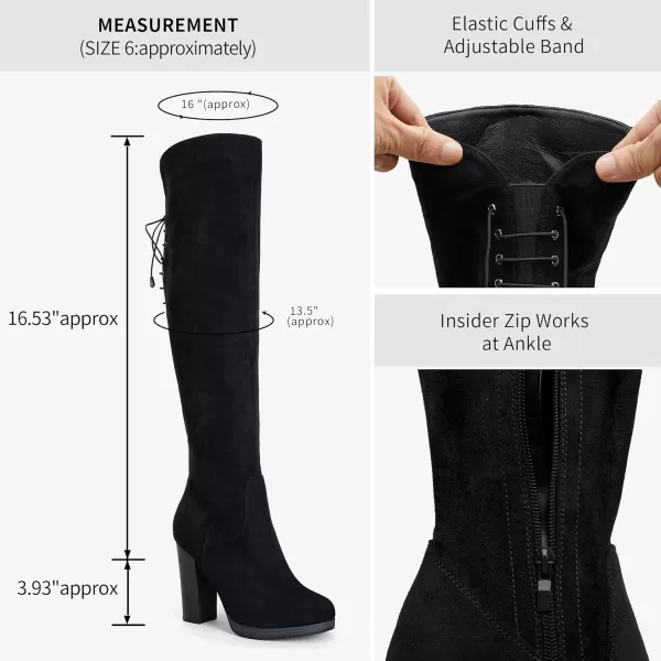 Vepose Womens Over The Knee Boots Thigh High Chunky Heel BootFashion997black