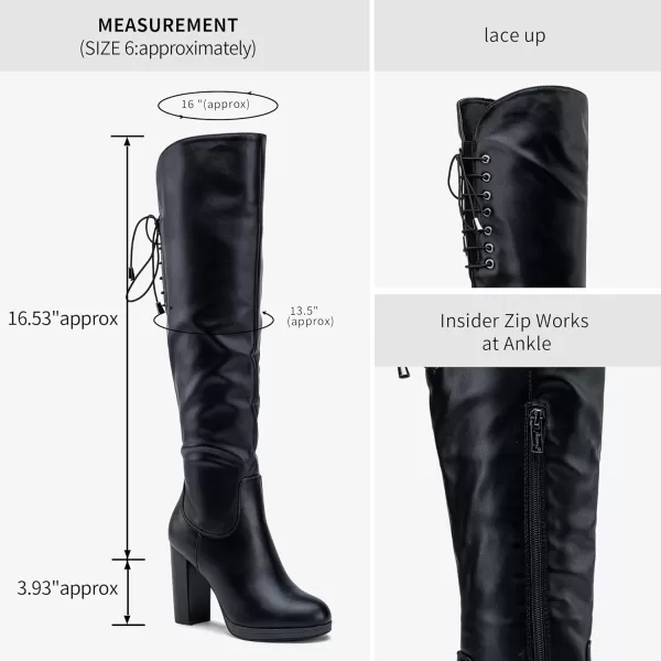 Vepose Womens Over The Knee Boots Thigh High Chunky Heel BootFashion997blackpu