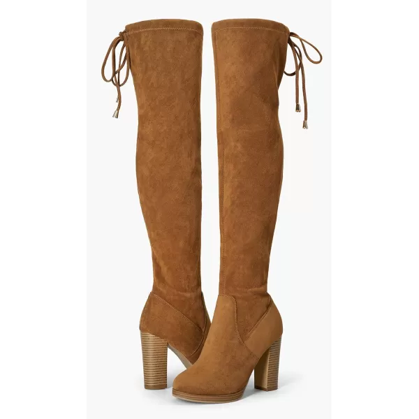 Vepose Womens Over The Knee Boots Thigh High Chunky Heel BootPlatform996camel