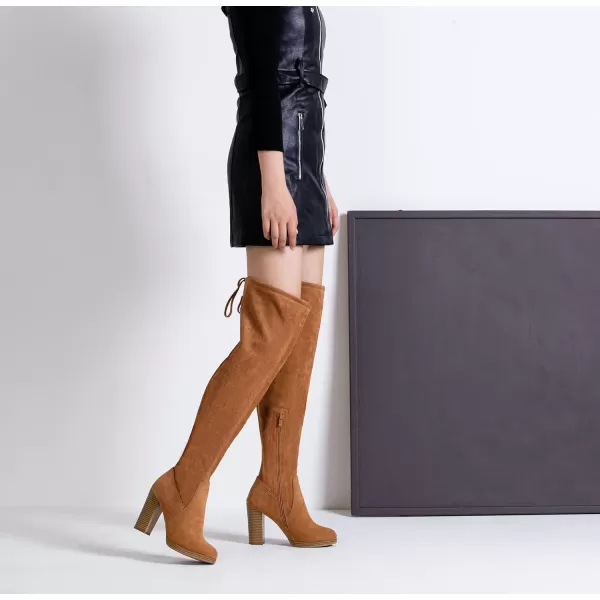 Vepose Womens Over The Knee Boots Thigh High Chunky Heel BootPlatform996khaki