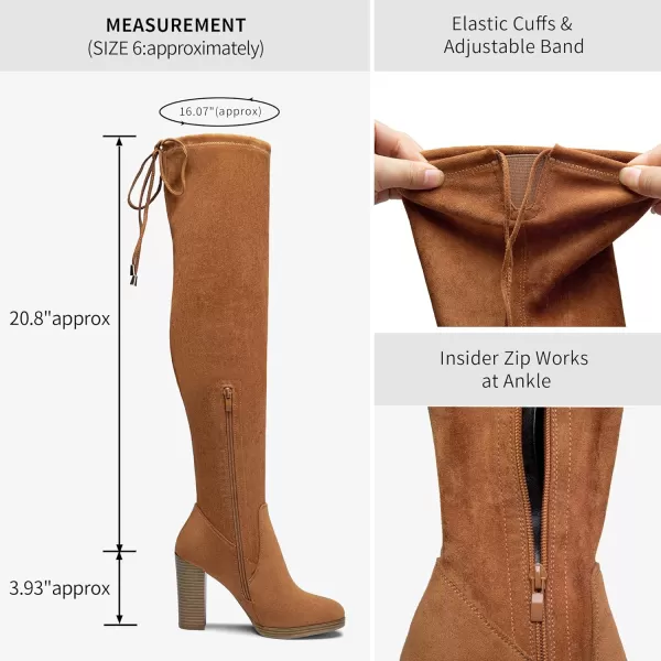 Vepose Womens Over The Knee Boots Thigh High Chunky Heel BootPlatform996khaki