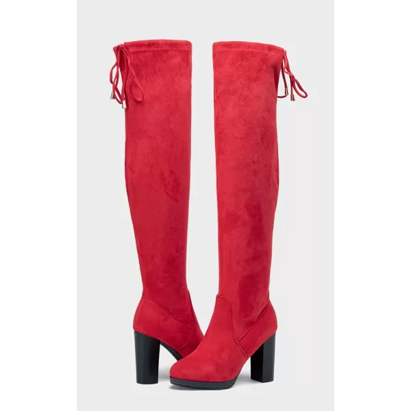 Vepose Womens Over The Knee Boots Thigh High Chunky Heel BootPlatform996red