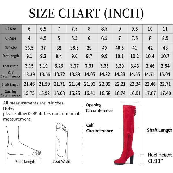 Vepose Womens Over The Knee Boots Thigh High Chunky Heel BootPlatform996red