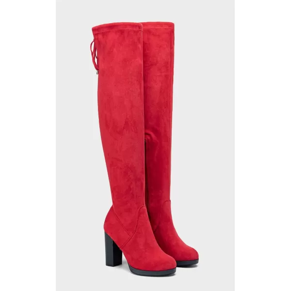 Vepose Womens Over The Knee Boots Thigh High Chunky Heel BootPlatform996red