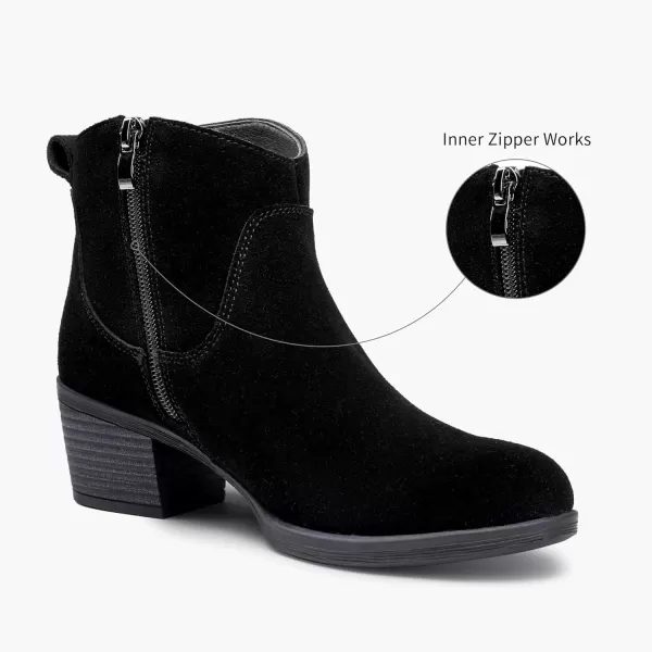 Vepose Womens Suede Leather Ankle Boots  Fashion Bootieswith Inner ZipperInner Zipper9001black